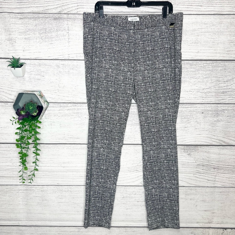 Calvin Klein Stretch Comfort Work Pants Black & White Size 14